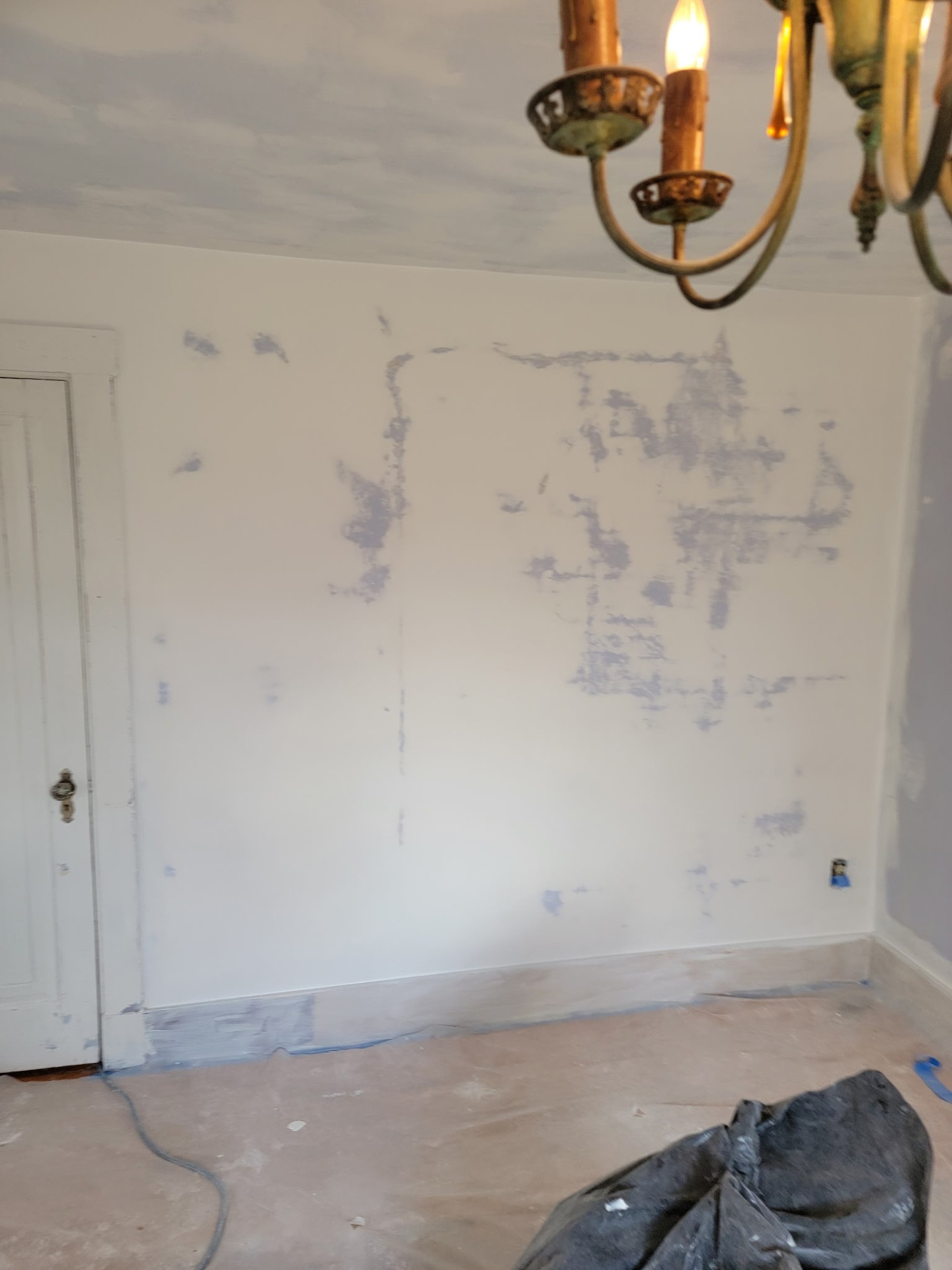 Before — Damaged interior wall → patched & repainted