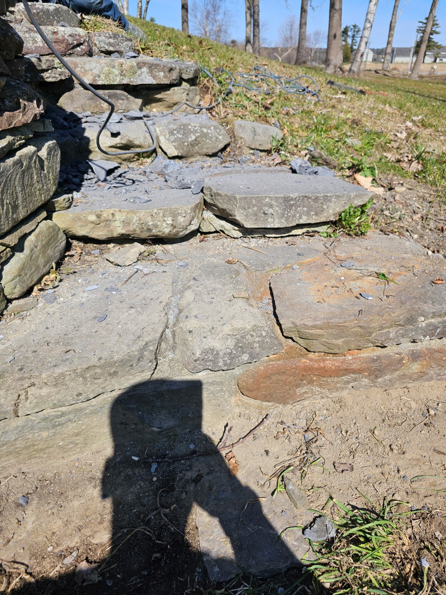Before — Crumbling stone steps → rebuilt & repointed